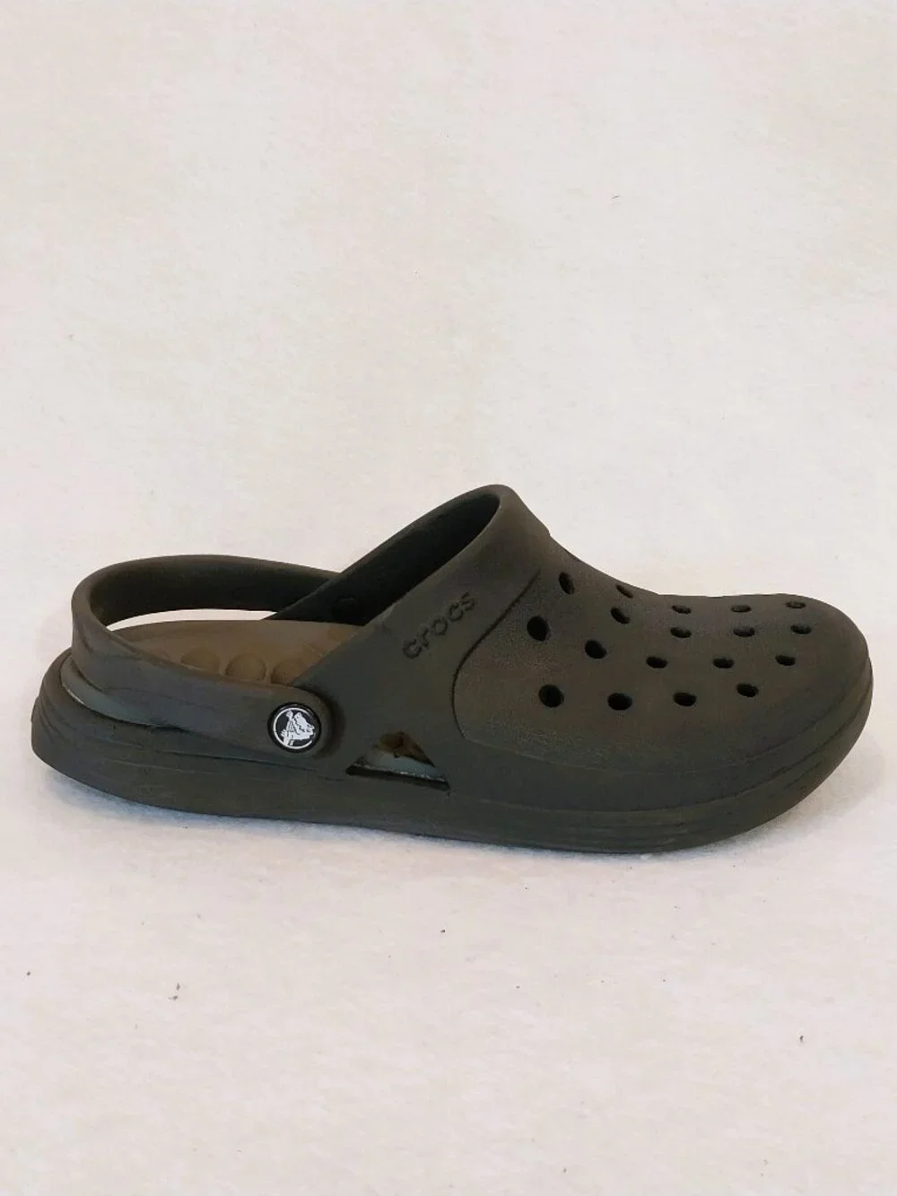 CROCS REVIVA Mens 9 Womens 1 Black Slip On Comfort Clogs Shoes Massaging Footbed